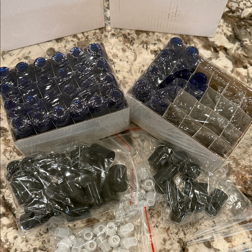 Blue Glass essential oil rollers 33 total